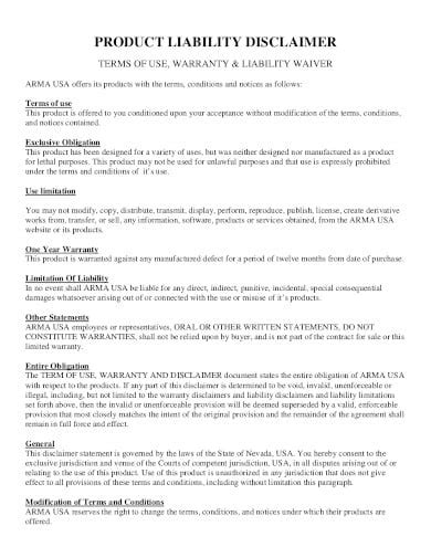 10 Product Liability Disclaimer Templates In Pdf Word