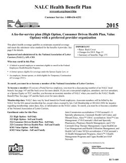 2015 Brochure Nalc Health Benefit Plan 2015 Brochure Nalc Health Benefit Plan