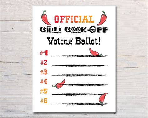 Chili Cook Off Voting Ballots Chili Score Cards Chili Etsy Chili Cook Off Voting Ballots Chili Score Cards Chili Etsy