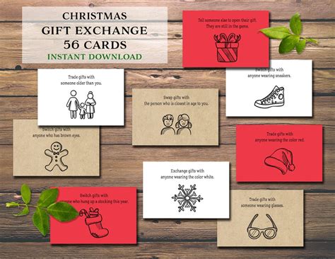 Christmas Gift Exchange Cards Printable Christmas Gift Exchange Cards Printable