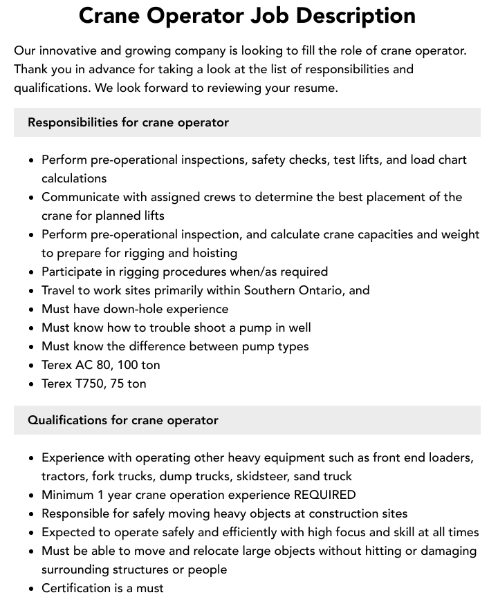 Crane Operator Jobs