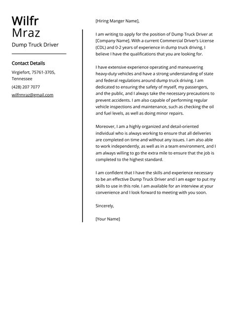 Dump Truck Driver Cover Letter Example Free Guide Dump Truck Driver Cover Letter Example Free Guide