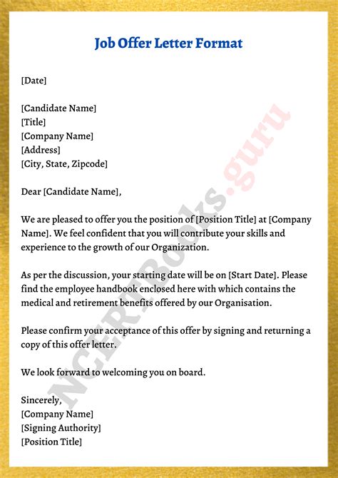 Employment Offer Letter Template Employment Offer Letter Template