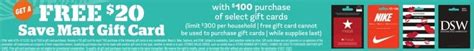 Expired Save Mart Purchase 100 In Giftcards Get 20 Save Mart