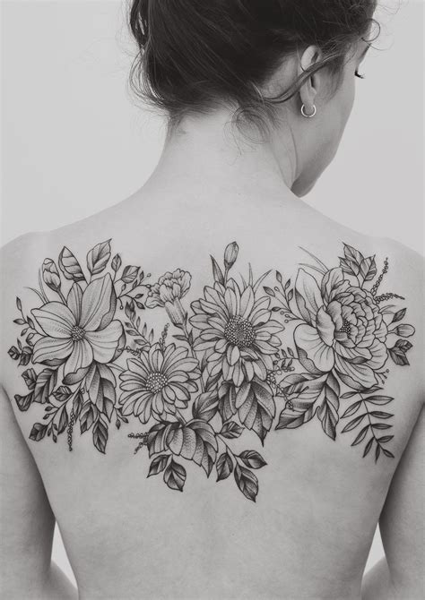 Flower Upper Back Tattoo Designs