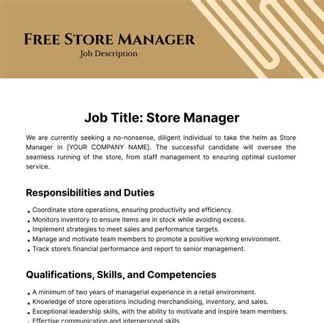 Free Store Manager Job Description Template To Edit Online Free Store Manager Job Description Template To Edit Online