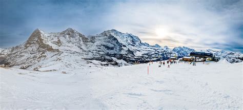 Girl On Ski On The Mountain Slope In Swiss Alps Jungfrau Region Stock Girl On Ski On The Mountain Slope In Swiss Alps Jungfrau Region Stock