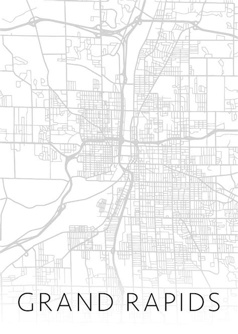 Grand Rapids Michigan City Street Map Minimalist Black And White Series Grand Rapids Michigan City Street Map Minimalist Black And White Series