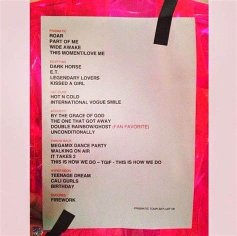 Katy Perry The Lifetimes Tour Setlist