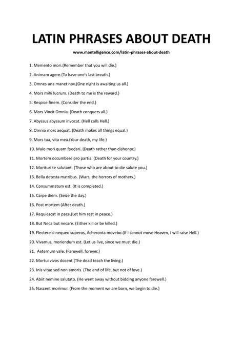 Latin Phrases About Death