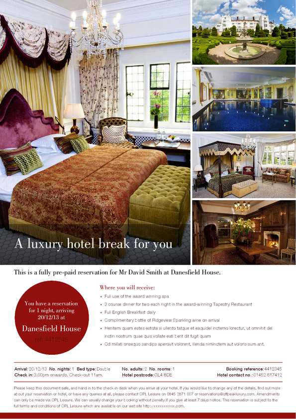 Luxury Hotel Gift Vouchers Luxury Hotel Gift Vouchers
