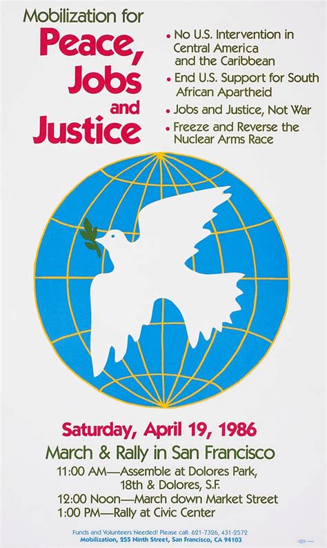 Mobilization For Peace Jobs And Justice American Poster By Unknown Mobilization For Peace Jobs And Justice American Poster By Unknown