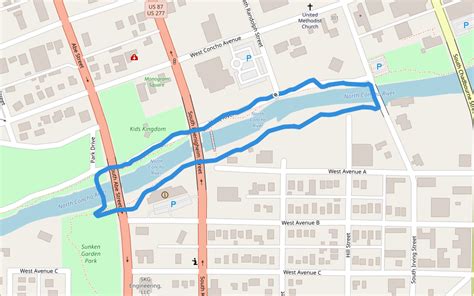 North Concho River In Texas Walking Map