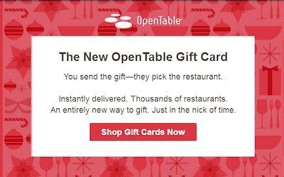 OpenTable Gift Card Dining Experience OpenTable Gift Card Dining Experience