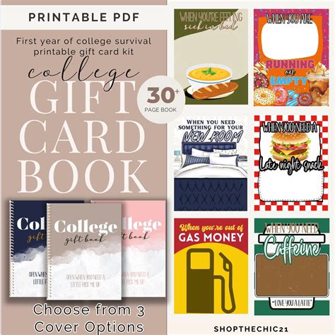 Printable College Gift Card Book College Care Package Etsy Printable College Gift Card Book College Care Package Etsy