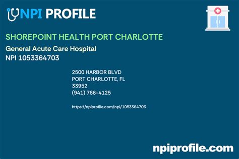 Shorepoint Health Port Charlotte Npi 1053364703 General Acute Care Shorepoint Health Port Charlotte Npi 1053364703 General Acute Care
