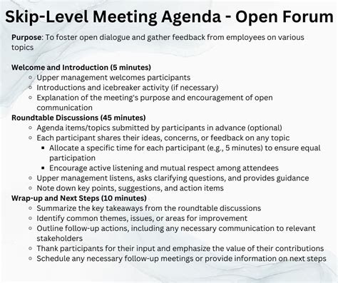 Skip Level Meeting Purpose