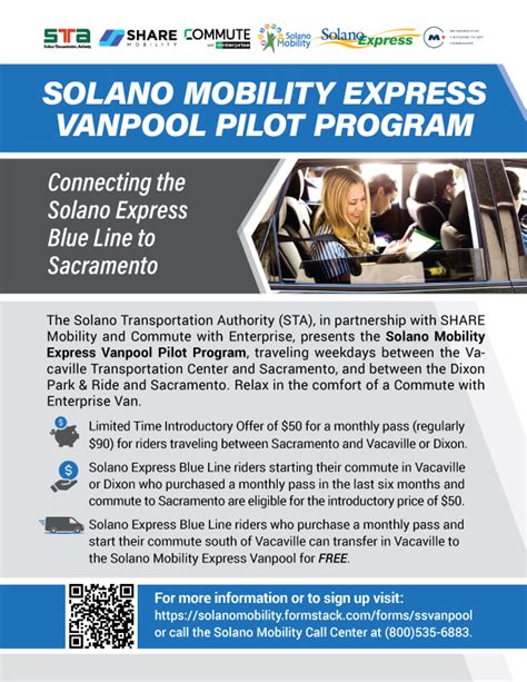 Solano Mobility Solano Mobility Express Vanpool Pilot Program Solano Mobility Solano Mobility Express Vanpool Pilot Program
