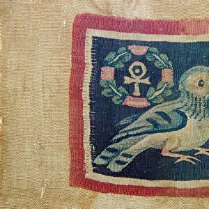 Textile Panel Depicting A Bird With Anhk Cross Dating To Textile Panel Depicting A Bird With Anhk Cross Dating To
