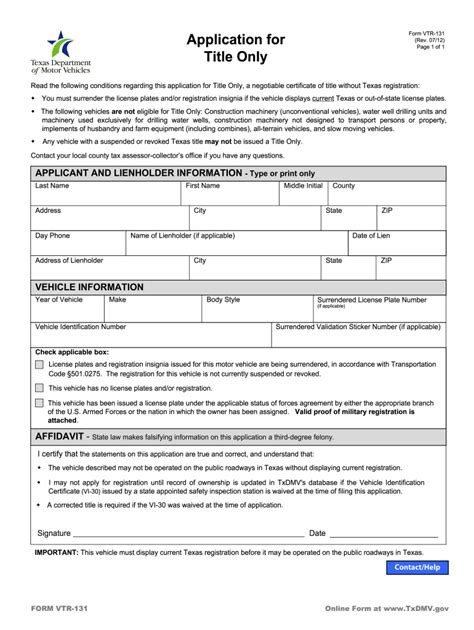 Transfer Of Title Form Texas
