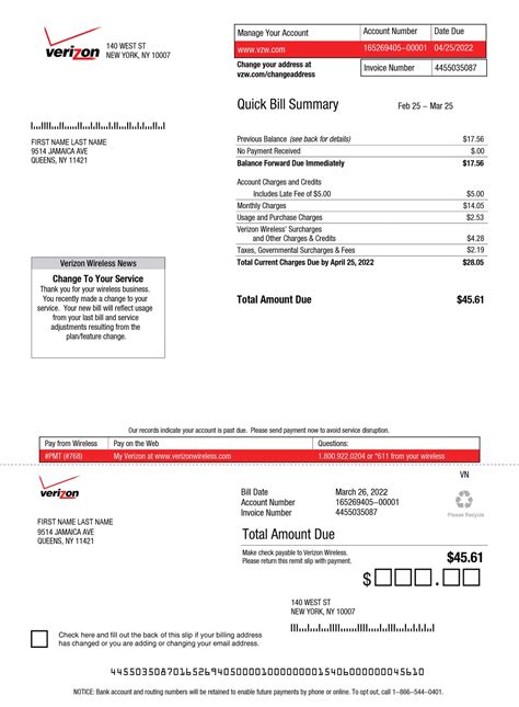 Verizon Phone Bill Template Verizon Phone Bill Template